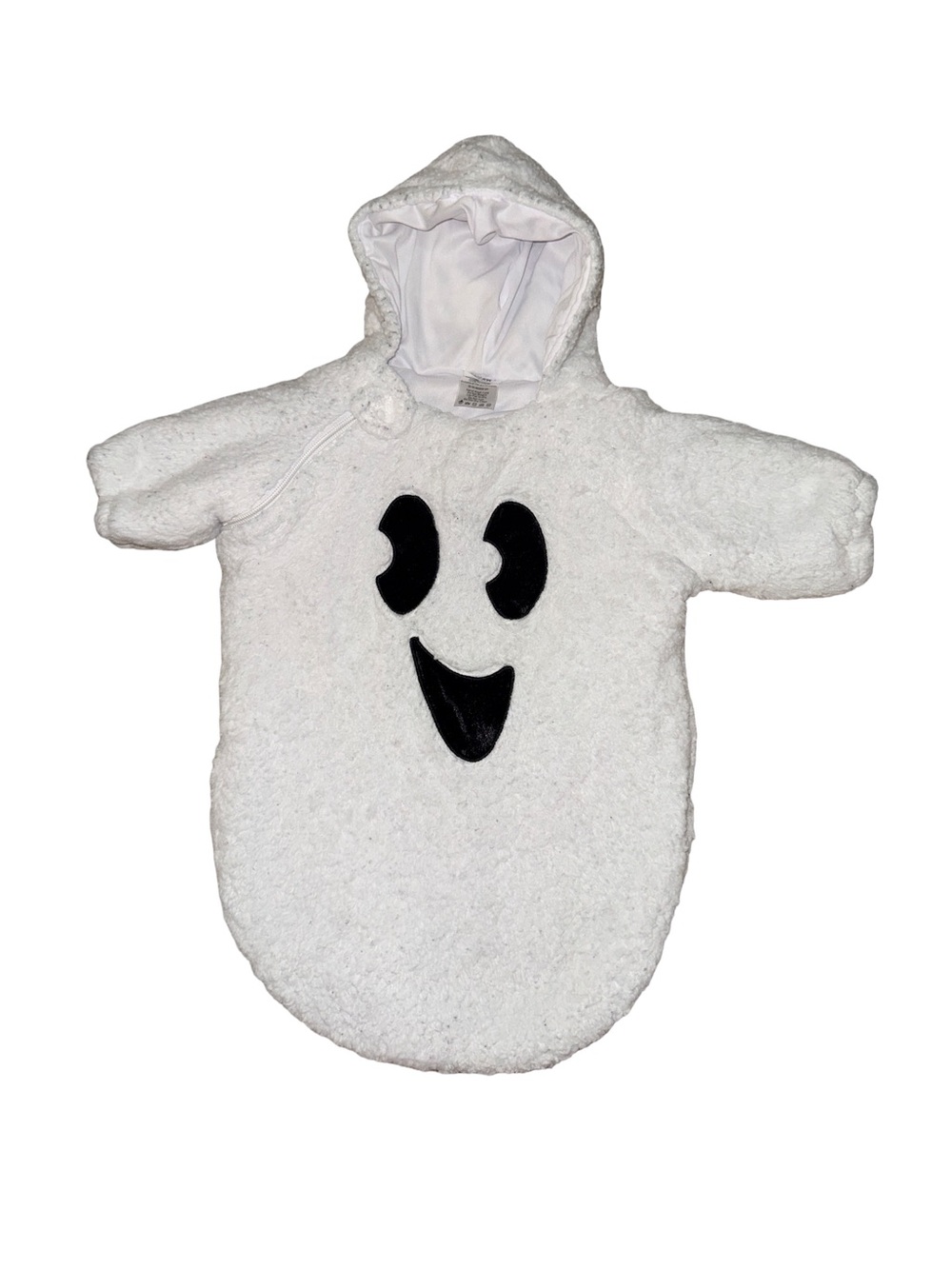 Spirit Halloween Baby Ghost Costume 0-6M Plush Hooded Bunting White